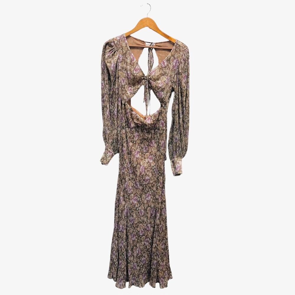 NWT For Love and Lemons Wynne Maxi‎ Dress Metallic Women’s Size Small - Picture 5 of 9